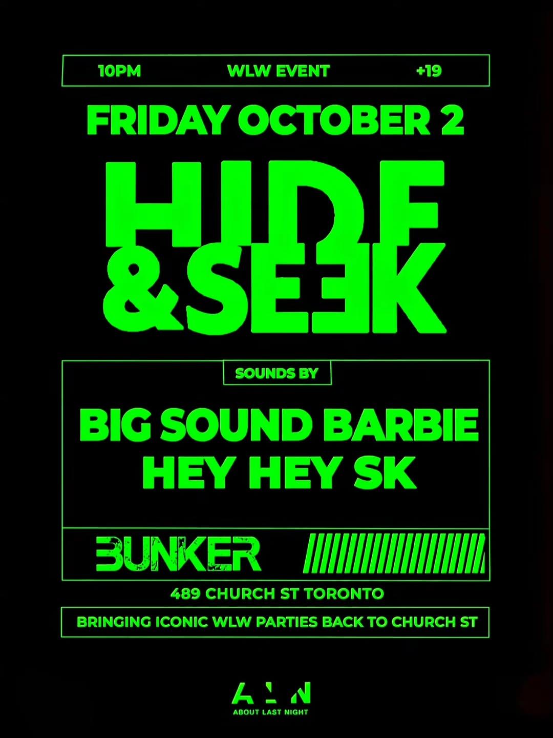 Hide & Seek x BUNKER - OCTOBER - WLW Sapphic Event event image